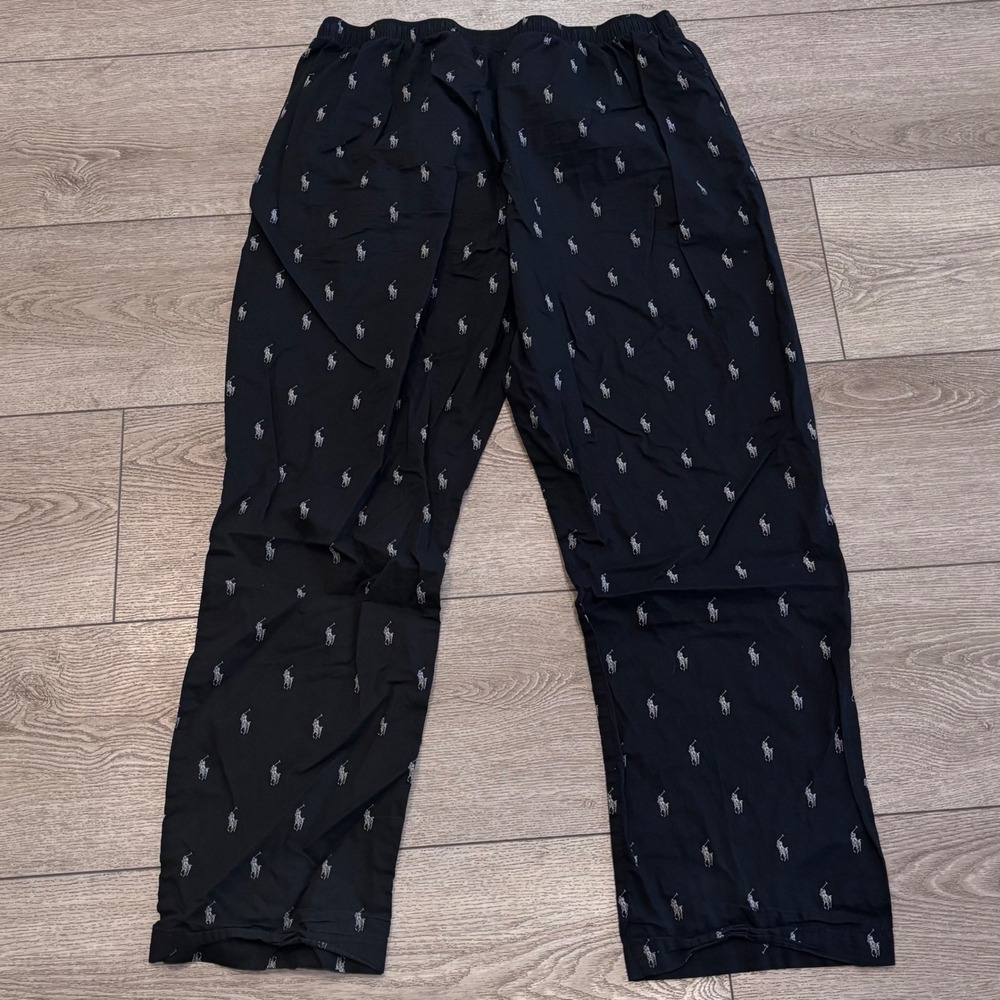 Polo Ralph Lauren Pajama Pants Mens XL Black Red Pony Logo Sleepwear Loungewear